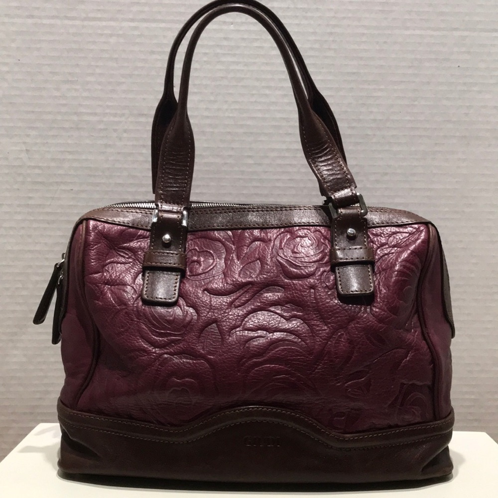 GIUDI Maroon & Brown Leather Satchel